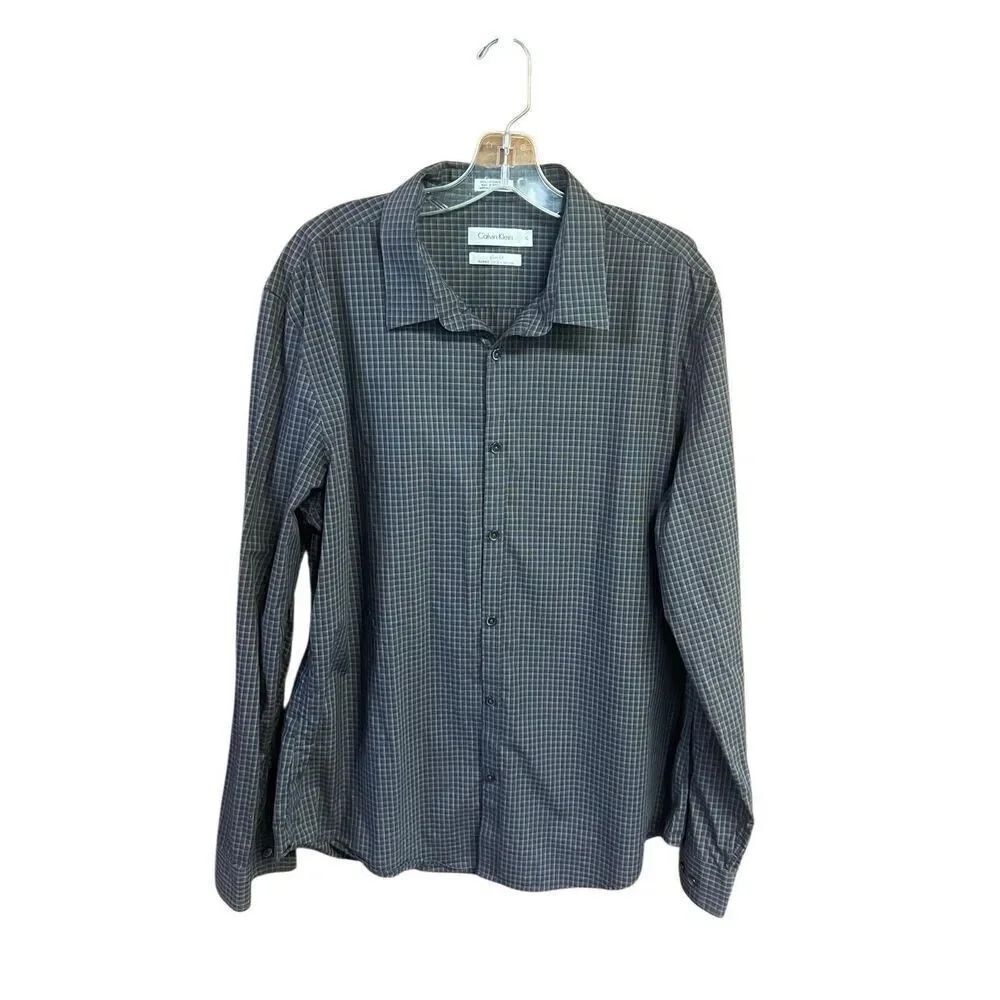 Calvin Klein Men’s Button Down Shirt Grays   Sz XL Slim fit NWOT